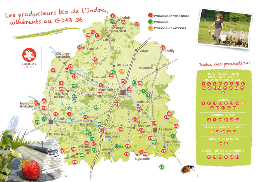 Carte des producteurs de BIO dans l'Indre